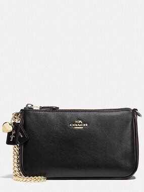 Selena Gomez x Coach Limited Edition Shoulder Bag/Clutch Wristlet, Black Leather